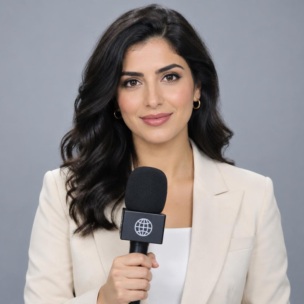 Portrait of a woman video reporter